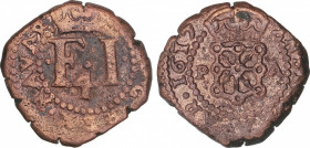 Spanish Monarchy
Philip III
4 Cornados. 1617. PAMPLONA. 4,10 grs. (Limpiada). AC-77. MBC.