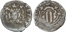 Spanish Monarchy
Philip IV
Divuité. 1624. VALENCIA. 1,78 grs. Sin valor en anverso. AC-813. MBC.