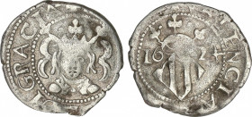 Spanish Monarchy
Philip IV
Divuité. 1624. VALENCIA. 2,11 grs. Sin valor en anverso. AC-813. MBC-.