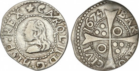 Spanish Monarchy
Charles II
Croat. 1675. BARCELONA. Anv.: CAROL. II. D. G. HISP. REX. 2,18 grs. (Rotura de cuño en anverso). AC-205. MBC.