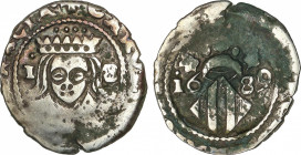 Spanish Monarchy
Charles II
Divuité. 1689. VALENCIA. 1,87 grs. (Oxidaciones en reverso). AC-334. MBC.
