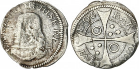 Spanish Monarchy
Charles III, Pretender
Croat. 1706. BARCELONA. 1,91 grs. Anillos en 1er y 4º espacio. (Grieta). AC-20. (MBC).