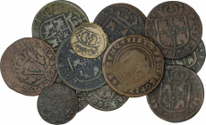Spanish Monarchy
Philip V
Lote 15 monedas 1 Maravedí (2), 2 Maravedís, 4 Maravedís (2), Treseta (2), Sisè (7), Jetón. (1700-1746). VALENCIA. AE, Lat...