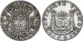 Spanish Monarchy
Philip V
8 Reales. 1741. MÉXICO. M.F. 26,83 grs. Columnario. (Leves rayitas). AC-1458. MBC+.