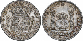 Spanish Monarchy
Philip V
8 Reales. 1742/32. MÉXICO. M.F. 26,89 grs. Columnario. Sobrefecha visible en espacio interior del 4. Pátina. AC-1459. EBC-...