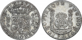 Spanish Monarchy
Philip V
8 Reales. 1745. MÉXICO. M.F. 26,77 grs. Columnario. Leve pátina. AC-1468. MBC+.