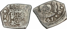 Spanish Monarchy
Ferdinand VI
2 Reales. 1747. GUATEMALA. J. 6,70 grs. Columnario. AC-244. (MBC).