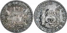 Spanish Monarchy
Ferdinand VI
8 Reales. 1754. MÉXICO. M.F. 26,81 grs. Columnario. Dos coronas reales sobre columnas. Pátina irregular. AC-482. MBC-....