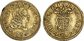 Spanish Monarchy
Ferdinand VI
1/2 Escudo. 1755. MADRID. J.B. 1,77 grs. AC-558. MBC.