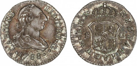 Spanish Monarchy
Charles III
1/2 Real. 1788. SEVILLA. C. 1,45 grs. (Dos rayitas debajo del busto a las 5h). Preciosa pátina oscura e irisada con bri...