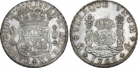 Spanish Monarchy
Charles III
8 Reales. 1768. MÉXICO. M.F. 26,93 grs. Columnario. (Pequeños golpecitos). Pátina. AC-1094. MBC+.