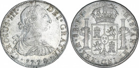 Spanish Monarchy
Charles III
8 Reales. 1778. MÉXICO. F.F. 26,96 grs. Rayitas de ajuste en anverso. Restos de brillo original. AC-1117. EBC.