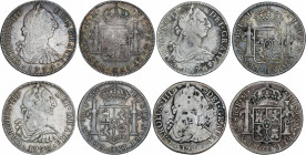 Spanish Monarchy
Charles III
Lote 4 monedas 8 Reales. 1774, (2x) 1776 y 1785. MÉXICO. F.M. 1885 con resellos chinos. A EXAMINAR. AC-1108, 1110, 1127...
