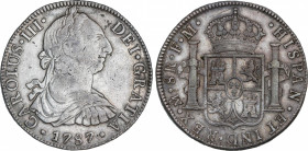 Spanish Monarchy
Charles III
8 Reales. 1787. MÉXICO. F.M. 26,93 grs. (Pequeños golpecitos). Pátina. AC-1131. MBC+.