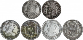 Spanish Monarchy
Charles III
Lote 3 monedas 8 Reales. 1775, 1777 y 1787. POTOSÍ. J.R. Y P.R. A EXAMINAR. AC-1171, 1174, 1193. MBC- y MBC.