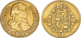 Spanish Monarchy
Charles III
1/2 Escudo. 1786. MADRID. D.V. 1,70 grs. AC-1280. MBC-/MBC.