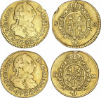 Spanish Monarchy
Charles III
Lote 2 monedas 1/2 Escudo. 1788. MADRID-M y SEVILLA-C. 1,67 y 1,71 grs. Descolgadas. La de Sevilla prueba de metal en c...