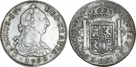 Spanish Monarchy
Charles IV
8 Reales. 1790. LIMA. I.J. 26,76 grs. Busto de Carlos III. (Leves oxidaciones en reverso). AC-904. EBC-.