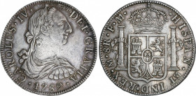 Spanish Monarchy
Charles IV
8 Reales. 1789. MÉXICO. F.M. 26,88 grs. Busto de Carlos III. Ordinal IV. Ligera bonita pátina. RARA Y MÁS ASÍ. AC-950. E...