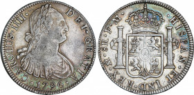 Spanish Monarchy
Charles IV
8 Reales. 1796. MÉXICO. F.M. 27 grs. Pátina irregular e irisada. AC-959. MBC+.