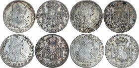 Spanish Monarchy
Charles IV
Lote 4 monedas 8 Reales. 1791, 1792, 1794 y 1796. MÉXICO. F.M. 1791 con resellos chinos. A EXAMINAR. AC-953, 954, 956, 9...