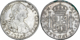 Spanish Monarchy
Charles IV
8 Reales. 1797. MÉXICO. F.M. 26,90 grs. (Pequeñas oxidaciones en canto). Ligera pátina. AC-960. (EBC).
