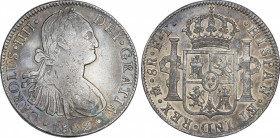 Spanish Monarchy
Charles IV
8 Reales. 1802. MÉXICO. F.T. 26,77 grs. (Pequeños golpecitos). Restos de brillo en reverso. Pátina. AC-975. MBC+/EBC-....