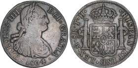 Spanish Monarchy
Charles IV
8 Reales. 1804. MÉXICO. T.H. 26,75 grs. Pátina. AC-980. MBC.