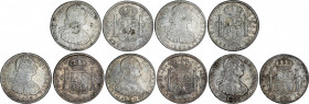 Spanish Monarchy
Charles IV
Lote 5 monedas 8 Reales. 1801 a 1808. POTOSÍ. P.P. y P.J. Toda diferentes. Incluye 1801, 1802 P.P. y 1803, 1804, 1808 P....