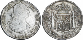Spanish Monarchy
Charles IV
8 Reales. 1808. SANTIAGO. F.J. 26,43 grs. (Leves rayitas). ESCASA. AC-1049. MBC/MBC+.