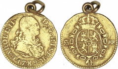 Spanish Monarchy
Charles IV
1/2 Escudo. 1789. MADRID. M.F. (Descolgada, con anilla. Hojita en anverso)

 ESCASA. AC-1068. (MBC-).