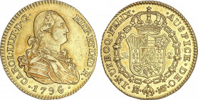 Spanish Monarchy
Charles IV
2 Escudos. 1796/4. MADRID. M.F. 6,68 grs. (Leves rayitas). AC-1287. EBC-.