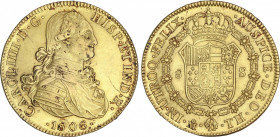 Spanish Monarchy
Charles IV
8 Escudos. 1806. MÉXICO. T.H. 27,03 grs. (Cuño ligeramente oxidado, leves manchitas y grietas). AC-1651; XC-1042. EBC-....