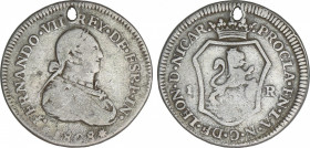 Spanish Monarchy
Ferdinand VII
Medalla Proclamación con Valor 1 Real. 1808. LEÓN DE NICARAGUA. 3,27 grs. AR. (Perforación). AC-562. BC+/MBC-.