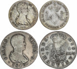 Spanish Monarchy
Ferdinand VII
Lote 2 monedas 4 Reales. 1810 y 1823. VALENCIA. 1810 Escasa, 1823 Módulo 2 reales. AC-994, 1143. BC+ a MBC-.
