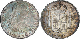 Spanish Monarchy
Ferdinand VII
8 Reales. 1810. GUATEMALA. M. 26,70 grs. Busto de Carlos IV. (Rayitas de ajuste). Pátina oscura e irisada. ESCASA. AC...