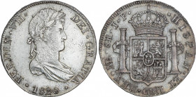 Spanish Monarchy
Ferdinand VII
8 Reales. 1820. LIMA. J.P. 27,14 grs. (Levísimas rayitas, Zonas de plata agria). Pátina. AC-1253. EBC-.