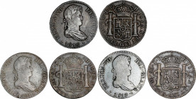 Spanish Monarchy
Ferdinand VII
Lote 3 monedas 8 Reales. 1816, 1817 y 1821. LIMA. J.P. A EXAMINAR. AC-1249, 1250, 1254. MBC- a MBC.