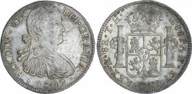 Spanish Monarchy
Ferdinand VII
8 Reales. 1809. MÉXICO. T.H. 26,95 grs. Acuñación algo floja en parte y pequeña zona de plata agria. Brillo original....