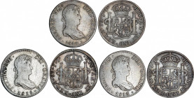 Spanish Monarchy
Ferdinand VII
Lote 3 monedas 8 Reales. 1813, 1814 y 1815. MÉXICO. J.J. A EXAMINAR. AC-1323, 1326, 1329. MBC- a MBC.