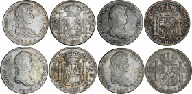 Spanish Monarchy
Ferdinand VII
Lote 4 monedas 8 Reales. 1813, 1816, 1817 y 1819. POTOSÍ. P.J. A EXAMINAR. AC-1375, 1380, 1381, 1383. MBC- a MBC.