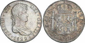Spanish Monarchy
Ferdinand VII
8 Reales. 1822. POTOSÍ. P.J. 27 grs. Acuñación parcialmente floja. Bonita pátina acerada con restos de brillo origina...