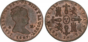 Spanish Monarchy
Elisabeth II
4 Maravedís. 1847. JUBIA. Gran parte de color y brillo original. AC-73. SC-.