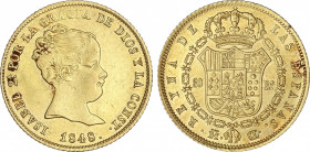 Spanish Monarchy
Elisabeth II
80 Reales. 1848. MADRID. C.L. 6,74 grs. (Pequeñas rayitas en anverso). AC-735. MBC+/EBC-.