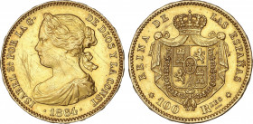 Spanish Monarchy
Elisabeth II
100 Reales. 1864. MADRID. 8,32 grs. (Rayas en anverso). AC-792. EBC-.