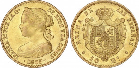 Spanish Monarchy
Elisabeth II
10 Escudos. 1865. MADRID. 8, 36 grs. AC-810. SC-.