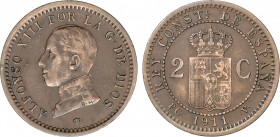Alfonso XIII
2 Céntimos. 1911 (*19). P.C.-V. RARA. AC-14. MBC+.