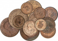Lots and Collections
Lote 13 monedas 1 Céntimo (4), 2 (5) y 5 Céntimos (4). 1870 a 1913. GOBIERNO PROVISIONAL, ALFONSO XII y XIII. Todas diferentes. ...