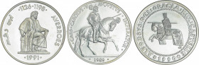 Juan Carlos I
Ecu Issues
Lote 3 monedas 5 Ecu. 1989, 1990 y 1991. AR. Carlos I, Alfonso X el Sabio y Averroes. En estuches originales con certificad...