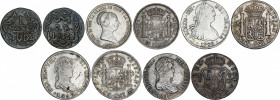 Lots and Collections
Lote 5 monedas 8 Reales (4) y 20 Reales. 1799 a 1854. CARLOS IV, FERNANDO VII (3) e ISABEL II. AR (4) y AE. Incluye: 8 Reales 17...